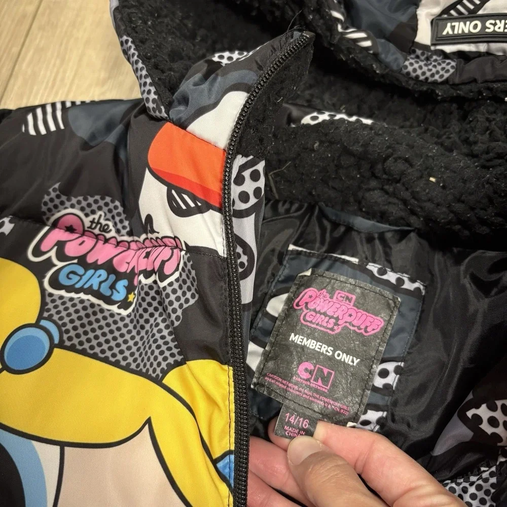 The Powerpuff Girls Members Only‎ Puffer Jacket Kids Size 14/16 Girls Full Zip